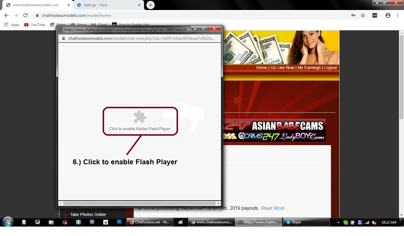 how to enable adobe flash player on chat